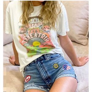 REVICE Patch Jean Shorts High Rise‎ Cutoff Raw Hem Size 26